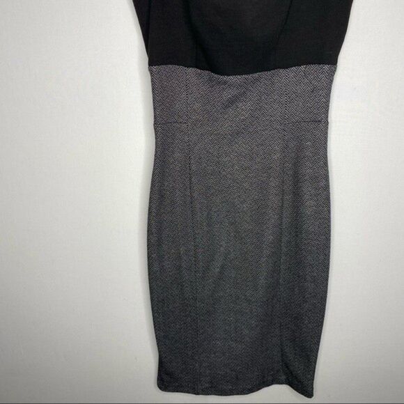 Aqua Black White Chevron Sleeveless Bodycon Career Casual‎ Dress Made in USA M - Picture 4 of 8